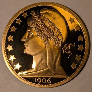 1906 Double Eagle 24K Gold-Plated Replica Coin – Mint Condition Collectible
